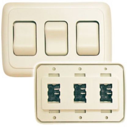 Picture of Diamond Group  White 125V/ 16A SPST Triple Rocker Switch For On/ Off Appliances DG3301VP 69-8820                             