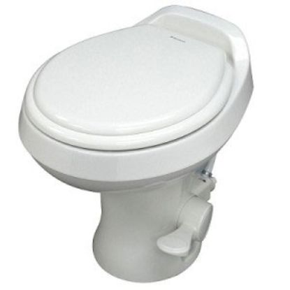 Picture of Dometic 300 Series White 13-1/2" Pedal Flush Permanent Toilet 302301671 12-0040