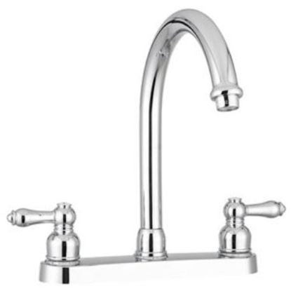 Picture of Dura Faucet  Chrome w/2 Teapot Handle Hi-Rise 8" Kitchen Faucet DF-PK340L-CP 10-1174                                         